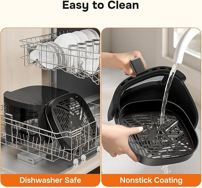 12-in-1 Air Fryer 6.34 Qt, Digital Preset Airfryer with Visible Window, Nonstick and Dishwasher-Safe Basket, Air Fry, Roast, Bake, Dehydrate, Fries, 1700W, Beige