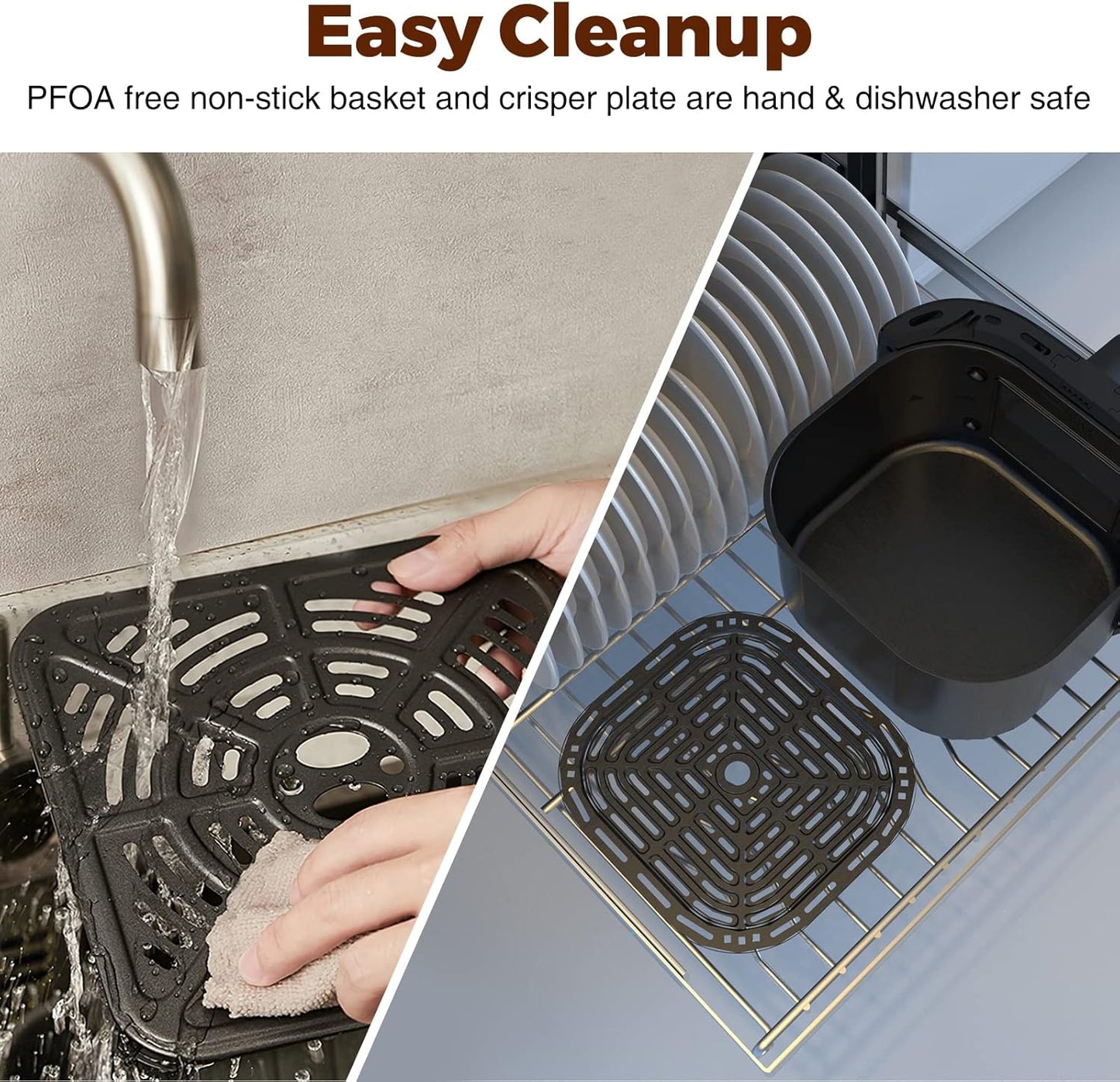 Air Fryer 6 QT, Air Fryer with Window, Online Recipes, 8 Cooking Functions for Air Fry, Bake, Roast, Broil & More, Nonstick Basket Dishwasher Safe, 1700W, Black