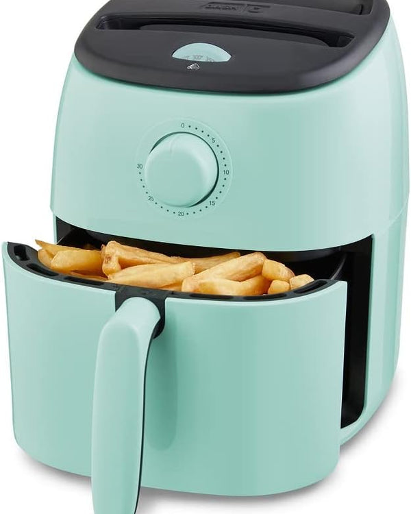 Electric Air Fryer Oven, 2.6 Qt., Aqua – Compact Air Fryer for Healthier Food in Minutes, Ideal for Small Spaces - Auto Shut Off, Analog, 1000-Watt
