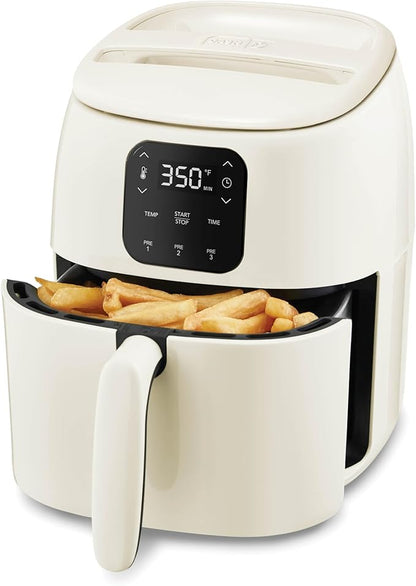 Ceramic Air Fryer Oven, 2.6 Qt., Cream – Compact Air Fryer for Healthier Food in Minutes, Ceramic Nonstick Surface, Ideal for Small Spaces - Auto Shut Off, Digital, 1000-Watt