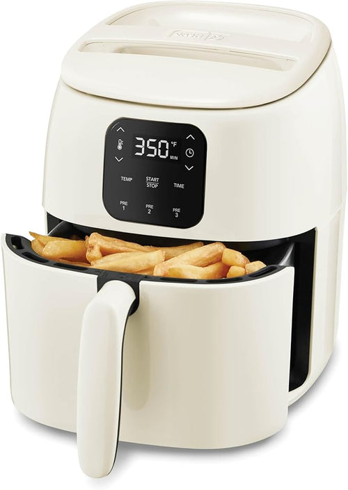 Ceramic Air Fryer Oven, 2.6 Qt., Cream – Compact Air Fryer for Healthier Food in Minutes, Ceramic Nonstick Surface, Ideal for Small Spaces - Auto Shut Off, Digital, 1000-Watt