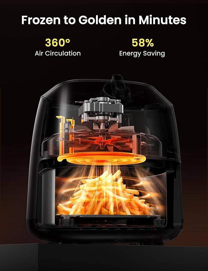 Compact 2.1 Quart Air Fryer with 12 Menu Options, Adjustable Timer & Temperature Control 180-400 degrees F, Dishwasher-Safe Nonstick Fry Basket