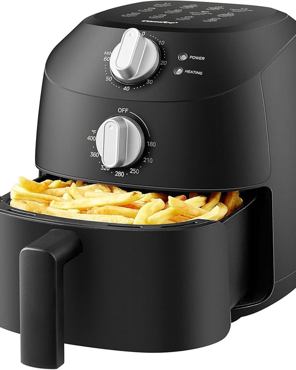 Compact 2.1 Quart Air Fryer with 12 Menu Options, Adjustable Timer & Temperature Control 180-400 degrees F, Dishwasher-Safe Nonstick Fry Basket