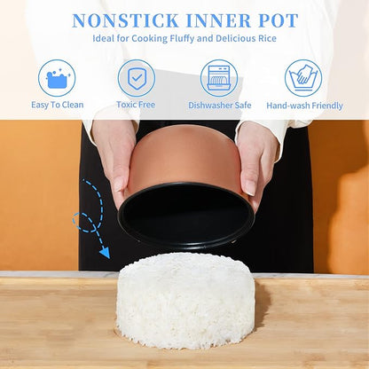 1.0L Mini Rice Cooker,WHITE TIGER Portable Travel Steamer Small,15 Minutes Fast Cooking, Removable Non-stick Pot, Keep Warm, Suitable For 1-2 People - For Cooking Soup, Rice, Stews & Oatmeal