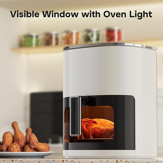 12-in-1 Air Fryer 6.34 Qt, Digital Preset Airfryer with Visible Window, Nonstick and Dishwasher-Safe Basket, Air Fry, Roast, Bake, Dehydrate, Fries, 1700W, Beige