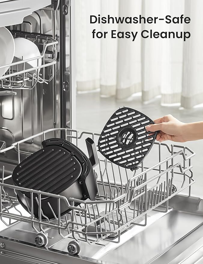 Compact 2.1 Quart Air Fryer with 12 Menu Options, Adjustable Timer & Temperature Control 180-400 degrees F, Dishwasher-Safe Nonstick Fry Basket