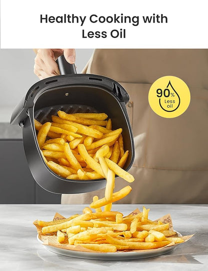 Compact 2.1 Quart Air Fryer with 12 Menu Options, Adjustable Timer & Temperature Control 180-400 degrees F, Dishwasher-Safe Nonstick Fry Basket