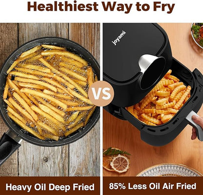 Air Fryer 6 QT, Air Fryer with Window, Online Recipes, 8 Cooking Functions for Air Fry, Bake, Roast, Broil & More, Nonstick Basket Dishwasher Safe, 1700W, Black